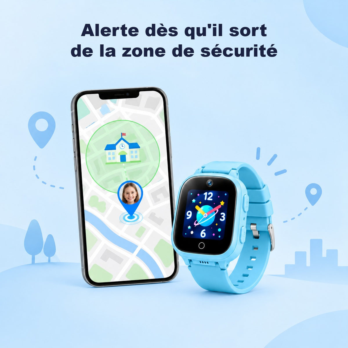 Montre connectée enfant 4G – GPS, appel vidéo et bouton SOS, sans réseaux sociaux